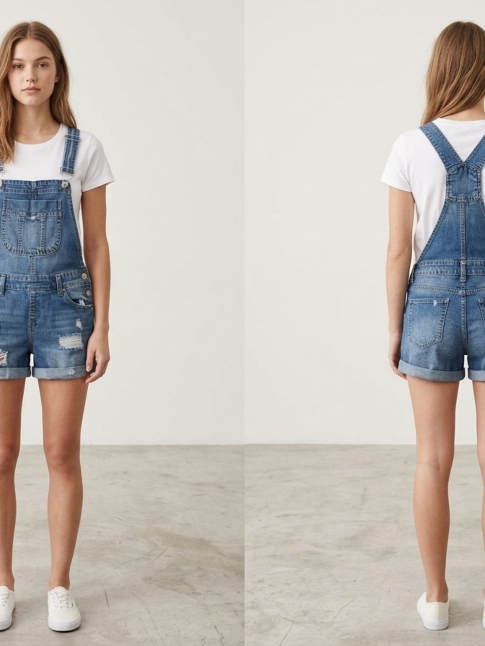 Blue Spice Light-Blue Denim Short Overalls